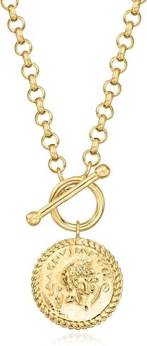 Ross-Simons 18kt Gold Over Sterling Coin Toggle Necklace in Saudi Arabia