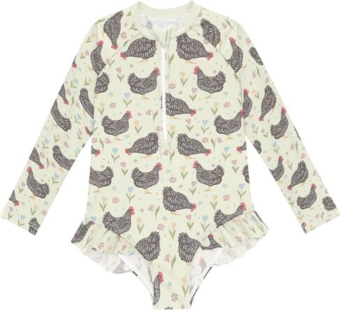 ملابس سباحة للفتيات بأكمام طويلة بدلة استحمام من قطعة واحدة بسحاب UPF 50+ ملابس سباحة Rashguard 3-12Y in Kuwait