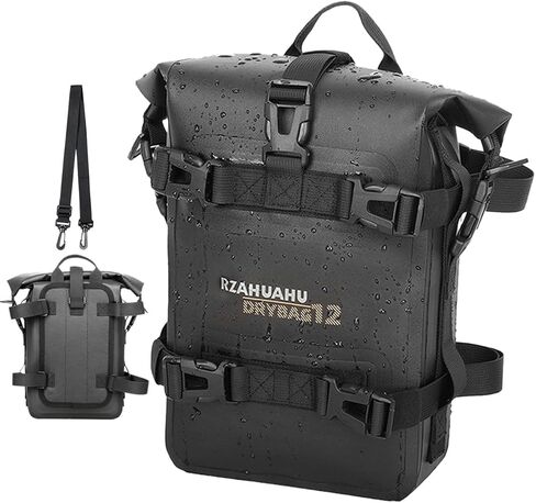 【قطعتان】 حقيبة أمتعة للدراجة النارية سعة 4 لتر ممتصة للصدمات/مضادة للسقوط، حقيبة جانبية بإطار للدراجة النارية، مقاومة للماء ومتينة، تأتي مع حزام كتف أسود (قطعتان أسودتان) in Kuwait