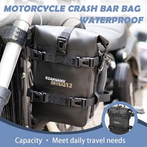 【2 Pcs】 Motorcycle Crash Bar Bag 4L Bumper/Anti-Fall Bar Luggage Bag Motorcycle Frame Bag Side Bag Waterproof Wear-Resistant and Durable Comes With Shoulder Strap Black (Black 2Pcs) in Saudi Arabia