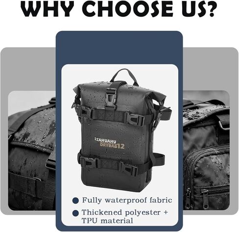 【2 Pcs】 Motorcycle Crash Bar Bag 4L Bumper/Anti-Fall Bar Luggage Bag Motorcycle Frame Bag Side Bag Waterproof Wear-Resistant and Durable Comes With Shoulder Strap Black (Black 2Pcs) in Saudi Arabia