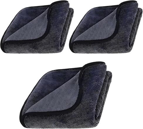 Microfiber Car Drying Towel - 16" x 24" Ultra Absorbent Cleaning Cloth with Twisted-Loop Design - Microfiber Towel for Car Detailing/Household, Without Streaks or Scratches (3PCS) in Saudi Arabia