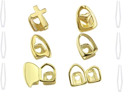 18K gold grills for teeth Gold Grillz for Top & bottom Teeth grillz,grillz your teeth Hip Hop Mouth Grills,Diamond shinny, 18K Solid Gold Plated Grillz, Mouth Grillz, Males & Females in Saudi Arabia