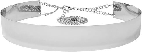 Fashion 21 Women's Shiny Polished Adjustable Metal Mirror Waist Belt Gold, Rose Gold, Silver Tone in Saudi Arabia
