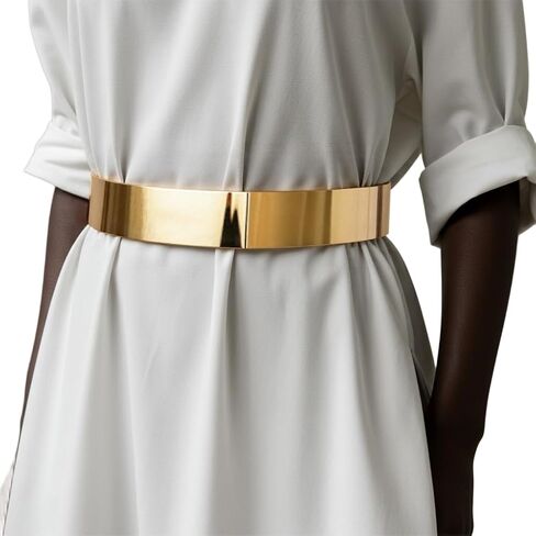 Fashion 21 Women's Shiny Polished Adjustable Metal Mirror Waist Belt Gold, Rose Gold, Silver Tone in Saudi Arabia