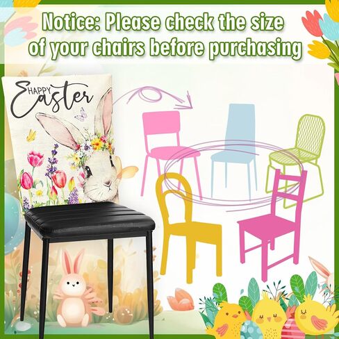 Whaline 4Pcs Easter Chair Back Cover Dining Chair Slipcover Protector Watercolor Flower Bunny Rabbit Seat Covers for Spring Home Kitchen Decor in Saudi Arabia