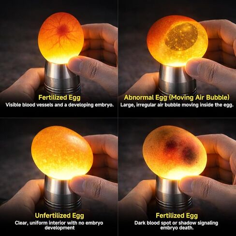 جهاز اختبار شموع البيض، ضوء شموع LED عالي الكثافة لجميع أنواع البيض - مصباح لاسلكي قابل لإعادة الشحن لمراقبة تطور الأجنة في الدجاج والسمان وبيض البط - ملحق الحاضنة in Kuwait