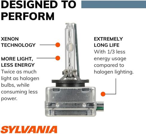SYLVANIA - D3S Basic HID (High Intensity Discharge) Headlight Bulb - High Performance Bright, White, and Durable Lamp (Contains 1 Bulb) in Saudi Arabia
