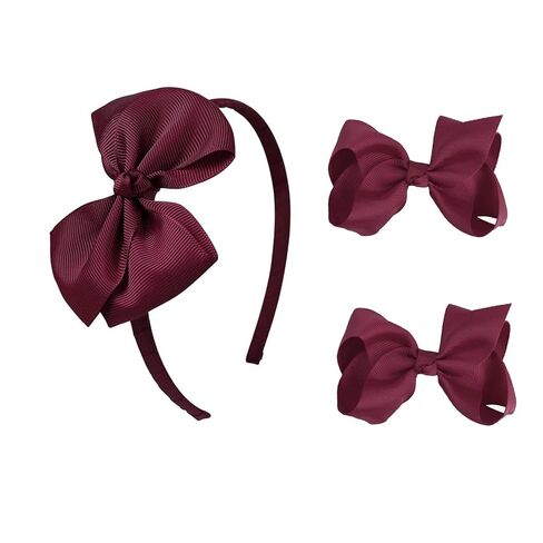Velvet Green Bow Headband & 2 Pcs 4 Inch Hair Bows Set, Black School Hair Accessories for Little Toddler School Girls (Velvet Green) in Saudi Arabia