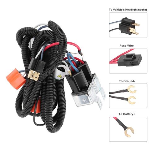 Headlight Relay Wiring Harness Kit High Performance Headlamp Booster Brightener for Car Headlights Upgrade ABS Copper Material 2PCS Lights Port (12v2 Light) in Saudi Arabia