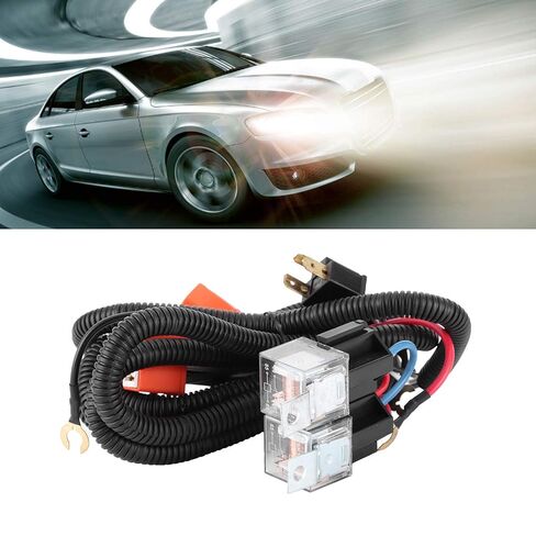 Headlight Relay Wiring Harness Kit High Performance Headlamp Booster Brightener for Car Headlights Upgrade ABS Copper Material 2PCS Lights Port (12v2 Light) in Saudi Arabia