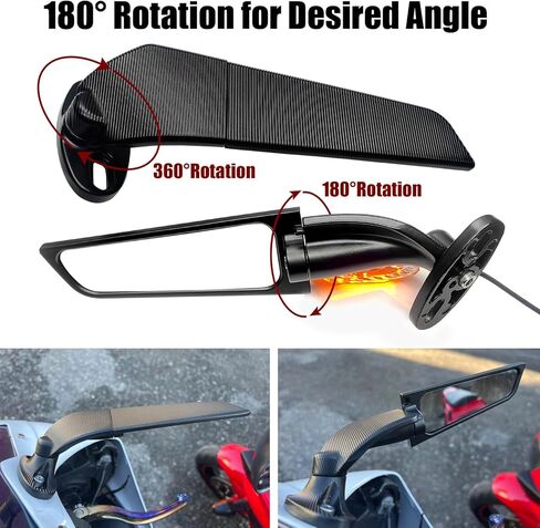 كبيرة الحجم LED بدوره أضواء الإشارة دراجة نارية المرايا الشبح الرياح الجناح الجانب مرايا الرؤية الخلفية متوافقة مع 2025 النينجا 500 SE النينجا 650 النينجا 400 300 2025 ZX6R ZX10R ZX4RR ZX14R in Kuwait
