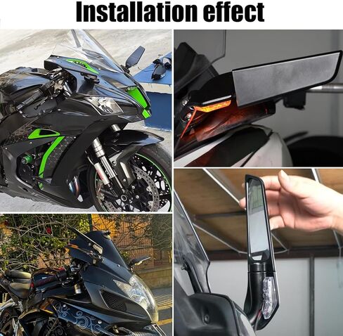 كبيرة الحجم LED بدوره أضواء الإشارة دراجة نارية المرايا الشبح الرياح الجناح الجانب مرايا الرؤية الخلفية متوافقة مع 2025 النينجا 500 SE النينجا 650 النينجا 400 300 2025 ZX6R ZX10R ZX4RR ZX14R in Kuwait