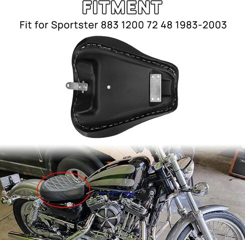 مقعد السائق PSLER Sportster، وسادة مقعد منفرد للسائق الأمامي للدراجة النارية للرياضي 883 1200 72 48 1983-2003، ماسي، أسود in Kuwait