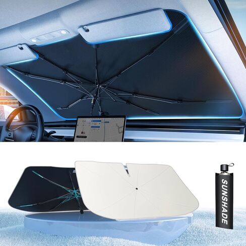 Car Windshield Sun Shade Umbrella - [Nano-Ice-Crystal Coatings] Protect Car from Sun Rays & Heat Damage Keep Cool and Protect Interior Medium (56" L x 31" W) in Kuwait