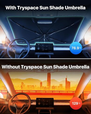 Car Windshield Sun Shade Umbrella - [Nano-Ice-Crystal Coatings] Protect Car from Sun Rays & Heat Damage Keep Cool and Protect Interior Medium (56" L x 31" W) in Kuwait