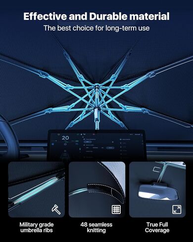 Car Windshield Sun Shade Umbrella - [Nano-Ice-Crystal Coatings] Protect Car from Sun Rays & Heat Damage Keep Cool and Protect Interior Medium (56" L x 31" W) in Kuwait