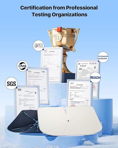 Car Windshield Sun Shade Umbrella - [Nano-Ice-Crystal Coatings] Protect Car from Sun Rays & Heat Damage Keep Cool and Protect Interior Medium (56" L x 31" W) in Kuwait