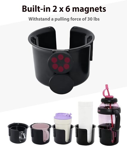 Magnetic Cup Holder, Dual Magnet Bottle Holder Fit 45oz Large Capacity, with Non-Slip Pad & Rubber-Coated Magnet Fits Metal Surfaces, Drink Holder for Tractor Mower Bus Forklift (Large) in Saudi Arabia