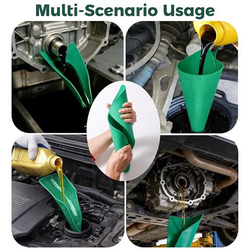 Flexible Funnel for Oil Change – Reusable Silicone Drain Funnel, Spill-Free Design, Foldable & Moldable for Car, Motorcycle, Truck, Lawnmower, Snowplow | Easy Clean, Roll-Up Storage in Saudi Arabia