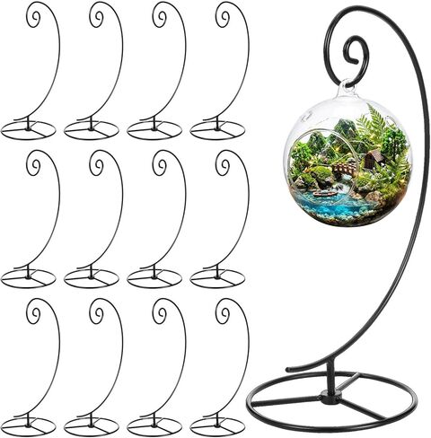 LEIFIDE 12 Pcs Ornament Display Stand 11 Inch Black Metal Stand for Hanging Glass Globe Terrariums, Witch Ball Festivals Wedding Ornament and Home Office Party Decor(Spiral) in Saudi Arabia