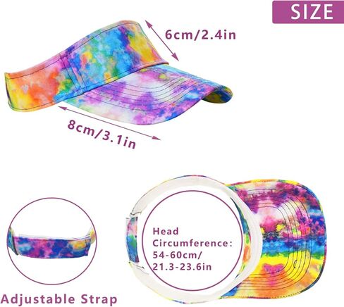 2 Pieces of Tie Dye Sun Visor Hats Gradient Colorful Adjustable Sport Visors Cap Visors for Women and Men (One Size) in Saudi Arabia