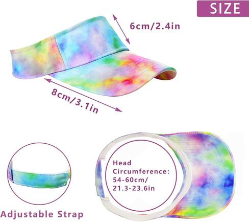 2 Pieces of Tie Dye Sun Visor Hats Gradient Colorful Adjustable Sport Visors Cap Visors for Women and Men (One Size) in Saudi Arabia