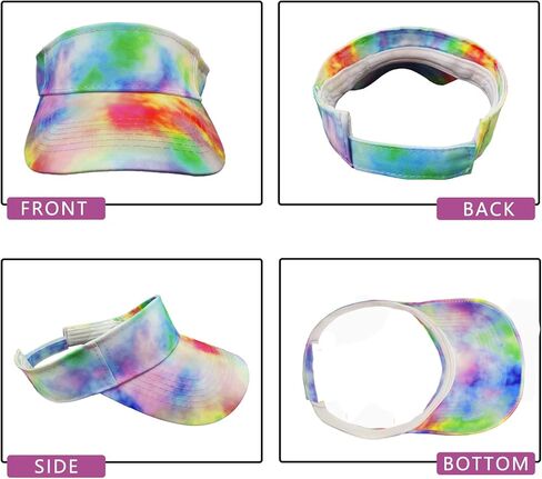 2 Pieces of Tie Dye Sun Visor Hats Gradient Colorful Adjustable Sport Visors Cap Visors for Women and Men (One Size) in Saudi Arabia