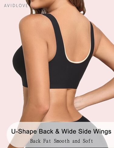 Avidlove Front Closure Bras for Women No Underwire Seamlesss Bra Wireless Push Up Bra Tshirt Bralette Black XXL in Saudi Arabia