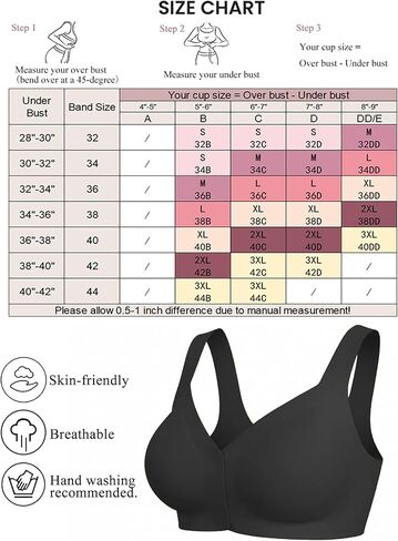 Avidlove Front Closure Bras for Women No Underwire Seamlesss Bra Wireless Push Up Bra Tshirt Bralette Black XXL in Saudi Arabia
