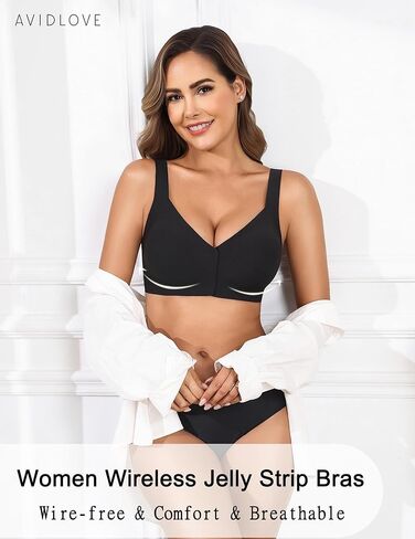 Avidlove Front Closure Bras for Women No Underwire Seamlesss Bra Wireless Push Up Bra Tshirt Bralette Black XXL in Saudi Arabia
