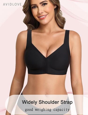 Avidlove Front Closure Bras for Women No Underwire Seamlesss Bra Wireless Push Up Bra Tshirt Bralette Black XXL in Saudi Arabia
