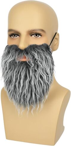 Fake Grey Mustache Adult Realistic Synthetic Hair Beard for Wizard Costume, Adults Novelty Halloween (Gray) in Kuwait