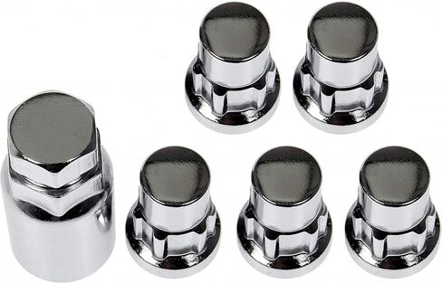 KarParts360 لمجموعة قفل العجلات فورد موستانج 1990-2014 | 4 قطع | مصنوع من الفولاذ | انتفاخ نمط الرأس | لمسة نهائية من الكروم | مقاس 1/2-20 خيط | مع المفتاح in Saudi Arabia