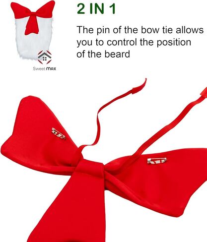 قبعة حمراء مخططة، ربطة عنق حمراء، قفازات بيضاء، طقم إكسسوارات أزياء فروي أبيض، 5 قطع in Kuwait