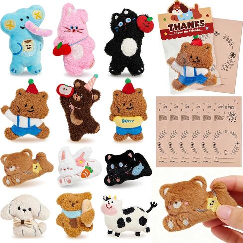 12 قطعة من سلاسل المفاتيح اللطيفة على شكل حيوان من القطيفة مقاس 4 بوصات لعبة حيوانات محشوة صغيرة Kawaii حقيبة ظهر صغيرة سلسلة مفاتيح، هدايا الحفلات للأطفال هدايا أعياد الميلاد وجوائز الفصول الدراسية وحقائب الهدايا وحشو سلة بيض عيد الفصح in Kuwait