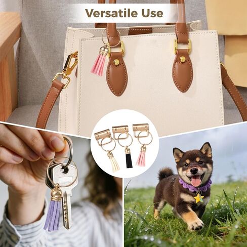 200 Pcs Key Fob Hardware Set, Including 100 Pcs Gold Key Fob and 100 Pcs Tassels, 10 Colors Tassels for DIY Keychain Making, Craft Projects, Bags, Lanyard, Wrist Strap in Kuwait