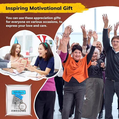 Gejoy 12 مجموعة من الهدايا الإيجابية التي تتضمن 12 سلسلة مفاتيح من التماثيل الصغيرة You Rock و12 سوارًا من السيليكون و12 بطاقة إيجابية و12 كيسًا من الهدايا المنمنمة التشجيعية الملهمة لفريق الموظفين في زملاء العمل in Kuwait