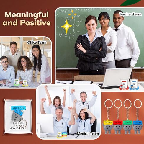 Gejoy 12 مجموعة من الهدايا الإيجابية التي تتضمن 12 سلسلة مفاتيح من التماثيل الصغيرة You Rock و12 سوارًا من السيليكون و12 بطاقة إيجابية و12 كيسًا من الهدايا المنمنمة التشجيعية الملهمة لفريق الموظفين في زملاء العمل in Kuwait