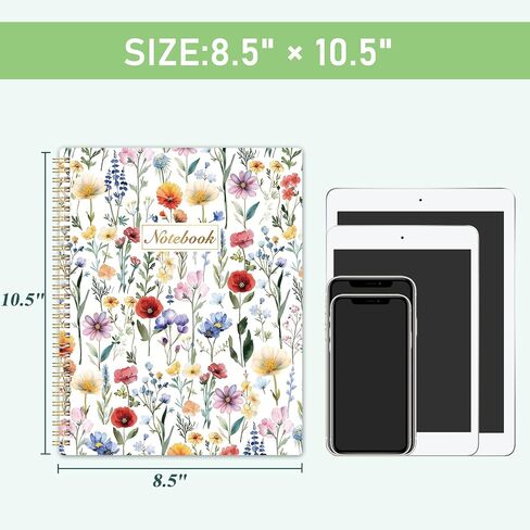 Spiral Notebook - Ruled Notebook/Journal, Lined Journal, 8.5'' x 10.5'', 55 Sheets/110 Pages, Journal for Women, Journal with Spiral Bound, Thick Paper, Back Pocket, Perfect for Office & School in Saudi Arabia