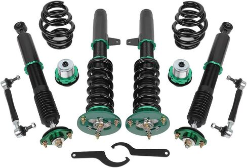 طقم تعليق Coilovers مناسب لسيارات BMW لـ 320i 2001-2005، لـ 323i 1998-2000، لـ 325Ci 2001-2005، لـ 325i 2001-2005، دعامات كويلوفيرز، طقم خفض الارتفاع قابل للتعديل، أخضر in Kuwait