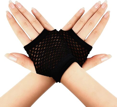 Short Fishnet Gloves Fingerless for Women Fashion Mesh Neon Pink Fishnets Rave Gloves in Saudi Arabia