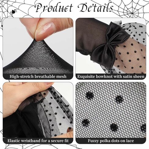 Women Lace Gloves Bow Short Prom Gloves Lace Tulle Sheer Mesh Mitten Accessories for Tea party Opera Funeral in Saudi Arabia