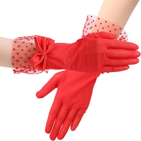 Women Lace Gloves Bow Short Prom Gloves Lace Tulle Sheer Mesh Mitten Accessories for Tea party Opera Funeral in Saudi Arabia