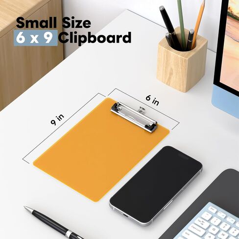 A5 Small Clipboard, 6 x 9 Plastic Mini Light Orange Colored Clip Boards with Low Profile Clip, Half-Letter Size for Classroom, Teacher, Students, School & Office Supplies in Saudi Arabia
