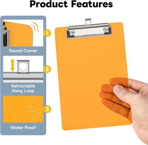 A5 Small Clipboard, 6 x 9 Plastic Mini Light Orange Colored Clip Boards with Low Profile Clip, Half-Letter Size for Classroom, Teacher, Students, School & Office Supplies in Saudi Arabia