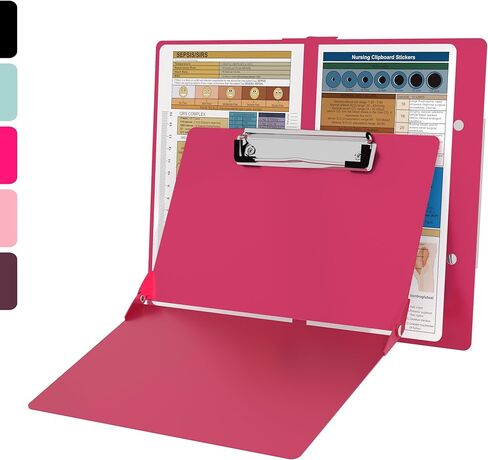 Nursing Clipboard with Nursing and Medical Edition Cheat Sheets Nursing School Essentials - Aluminum Foldable Nurse Clip Boards Essential Accessory for Efficient Patient Care (Pink) in Kuwait
