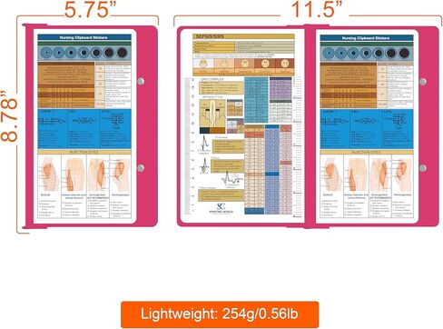 Nursing Clipboard with Nursing and Medical Edition Cheat Sheets Nursing School Essentials - Aluminum Foldable Nurse Clip Boards Essential Accessory for Efficient Patient Care (Pink) in Kuwait