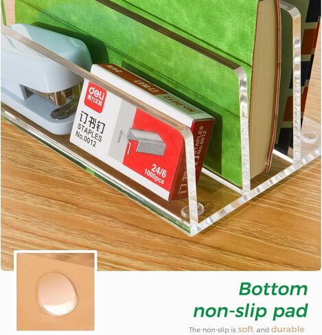 Clear Acrylic Desk Organizer – 3 Compartment Mail Holder & Letter Sorter for Office, Bills, Documents, Notebooks, Letter Tray – Modern Vertical File Rack for Home, Desk File Holder in Saudi Arabia