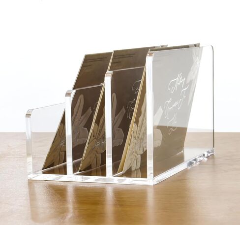 Clear Acrylic Desk Organizer – 3 Compartment Mail Holder & Letter Sorter for Office, Bills, Documents, Notebooks, Letter Tray – Modern Vertical File Rack for Home, Desk File Holder in Saudi Arabia